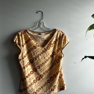 Women's Cream and Brown Patterned Top